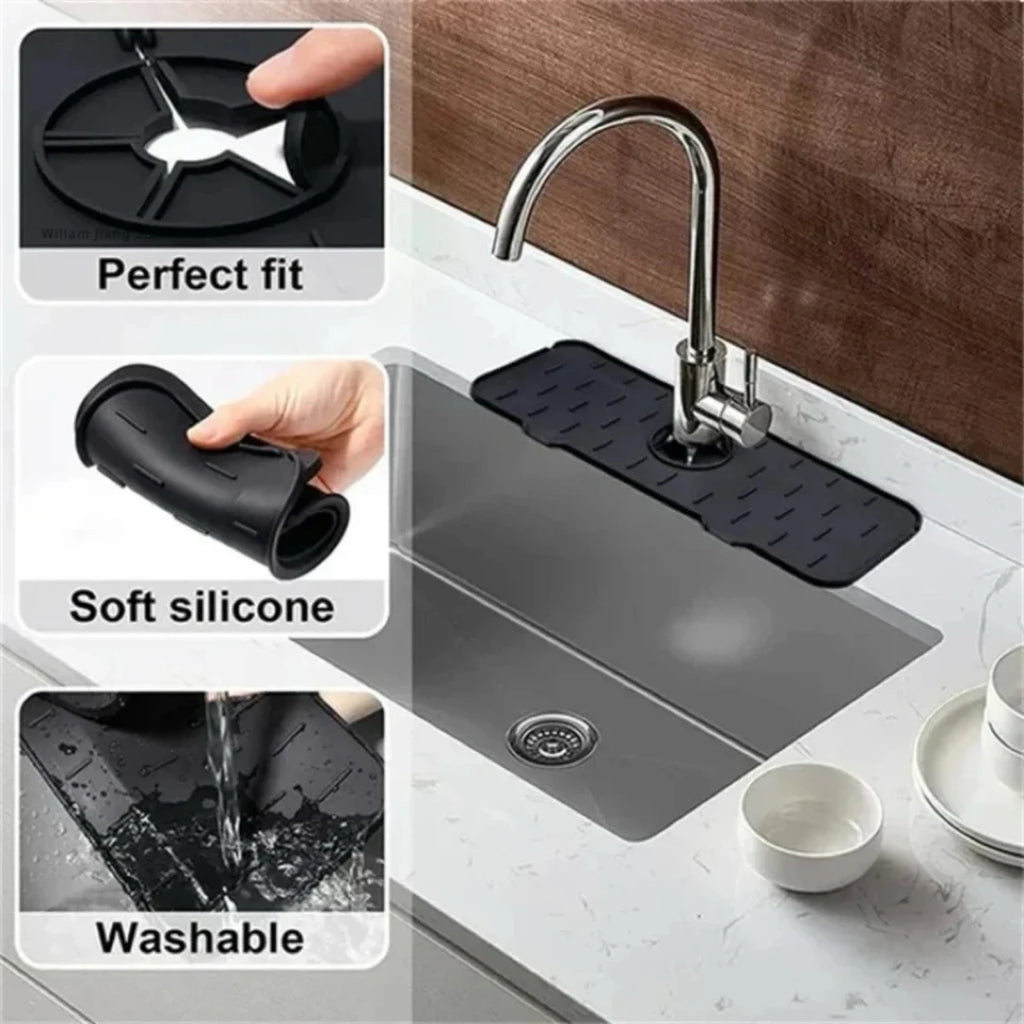 Tapete de silicona para grifo de cocina, escurridor de platos, escurridor de fregadero, encimera de baño, protector contra salpicaduras, organizador de esponja