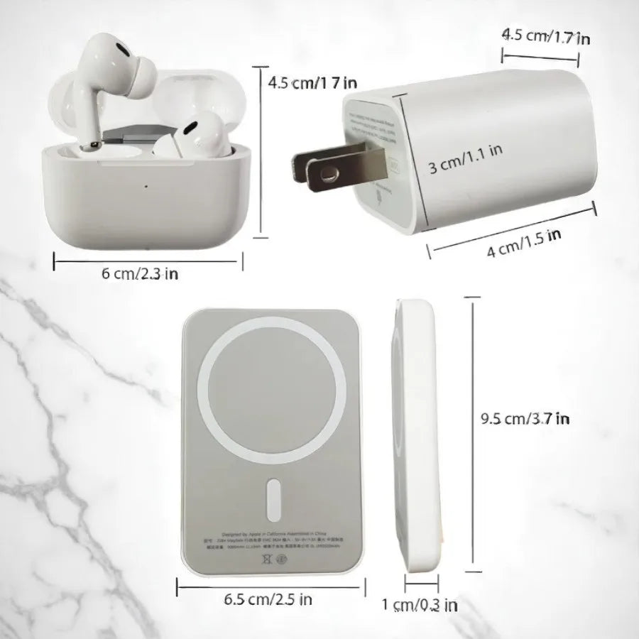 Kit de 6 Piezas con Smart Watch, Batería, Cargador Magnético y Audífonos, Presentado en Caja Roja Ideal para Regalo, Perfecto para Deportes, Música y Uso Diario