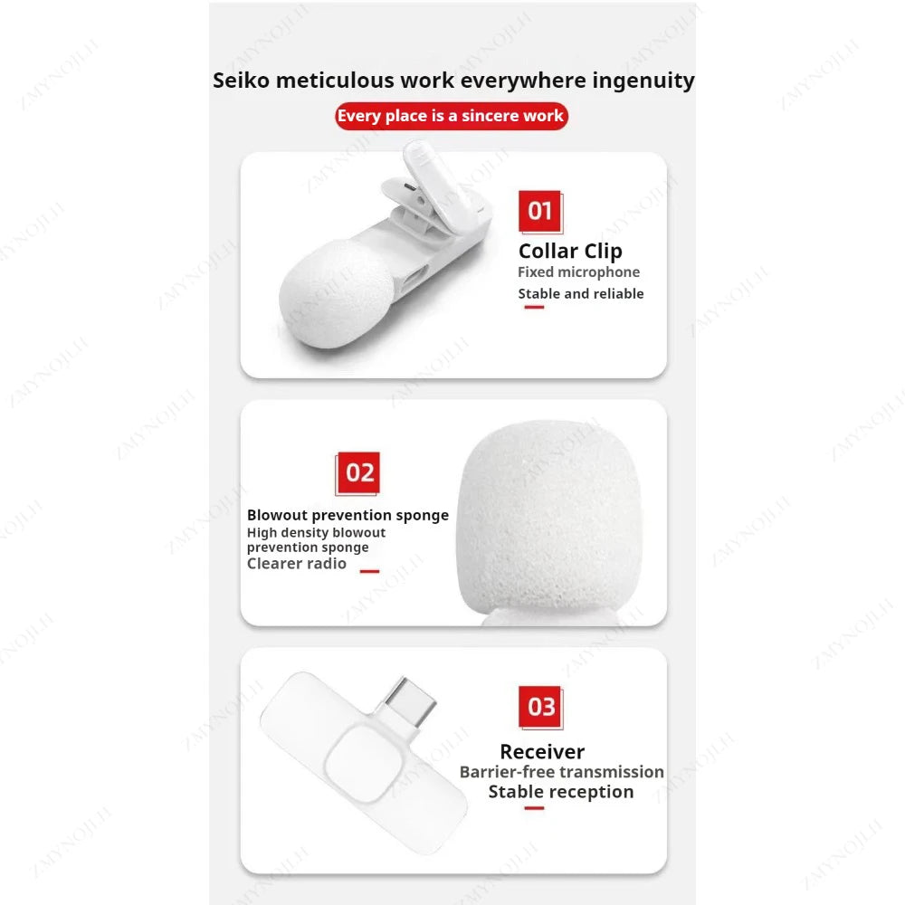 Nuevo micrófono de solapa inalámbrico portátil para grabación de audio y video, mini micrófono para iPhone, Android, PC, cámara, juegos en vivo, teléfono.