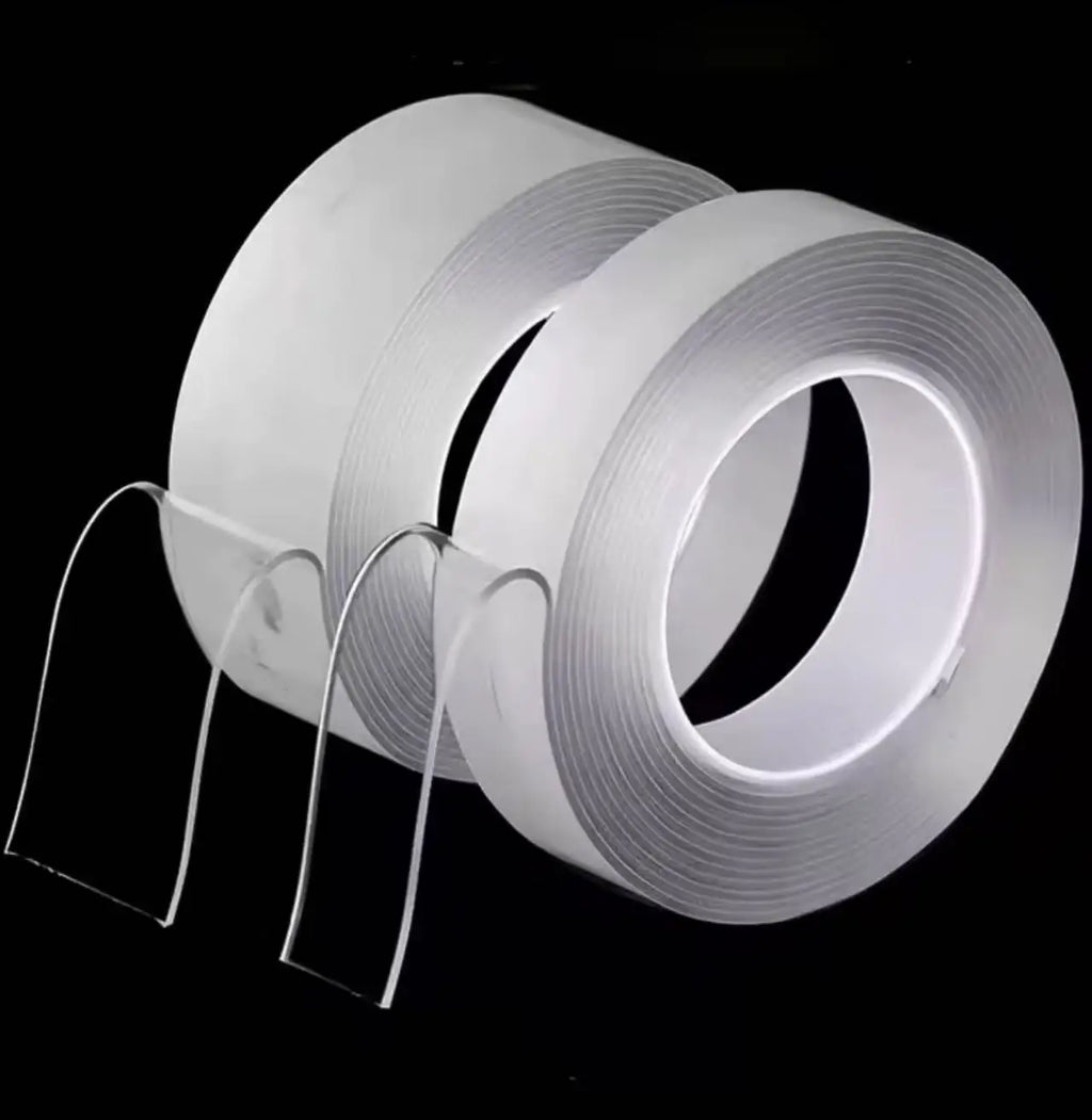 Cinta adhesiva transparente de 3 m (2 cm), lavable y reutilizable, de doble cara, universal para muebles.