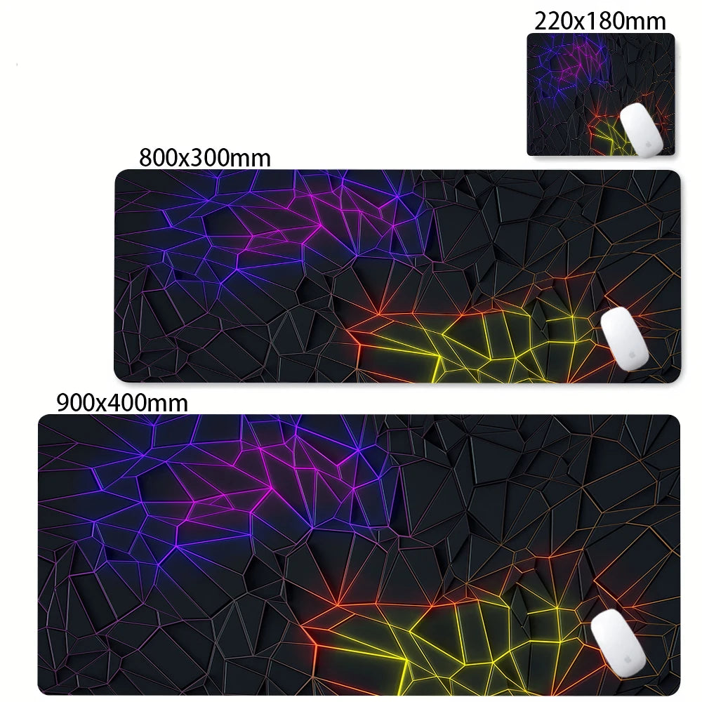 Alfombrilla de ratón con diseño geométrico para gamers, teclado para portátil, XXL, grande, de goma, antideslizante, para escritorio de oficina
