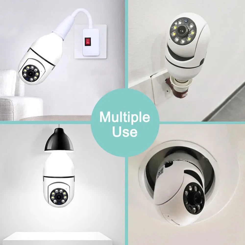 Cámara de vigilancia con bombilla E27 de 8 MP, wifi, IP, PTZ, CCTV, zoom de x10, visión nocturna a color, seguimiento humano, monitor de seguridad para bebés.
