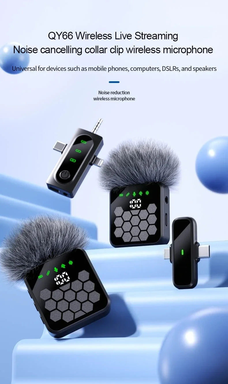 Micrófono de solapa inalámbrico para cámara, iPhone, Android, grabación de video, micrófono con reverberación, podcast, reducción de ruido, micrófono de clip.
