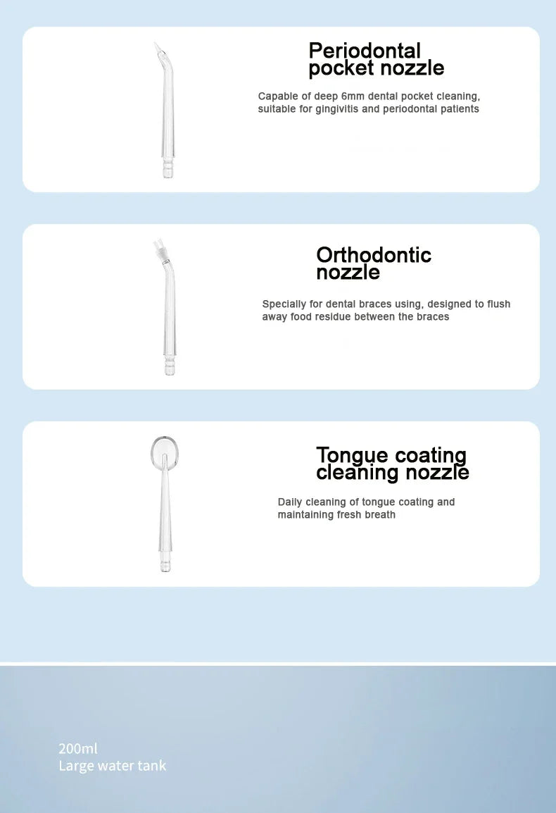 Irrigador bucal, irrigador bucal, irrigador bucal, aparato de limpieza dental, hilo dental, máquina de lavado bucal, blanqueamiento dental, herramientas de limpieza.