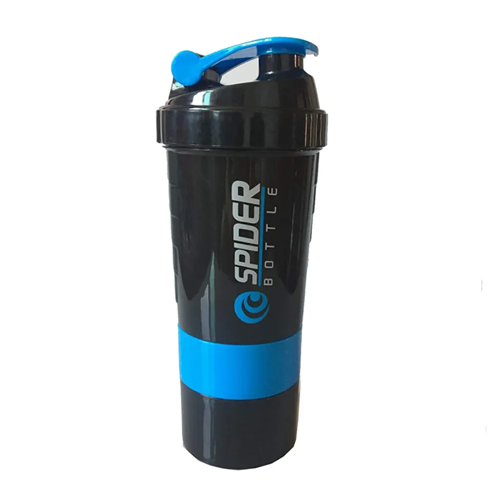 Botella mezcladora de proteínas de 3 capas, vaso para batido de polvo, botella de agua, vaso mezclador de plástico, botella para ejercicio.