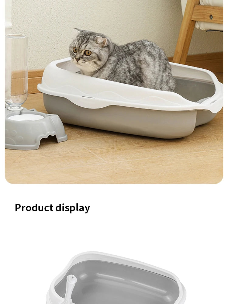 Caja de arena semicerrada Inodoro para gatos a prueba de salpicaduras Artículos de limpieza para gatitos grandes Caja de Arena grande para excrementos de gato