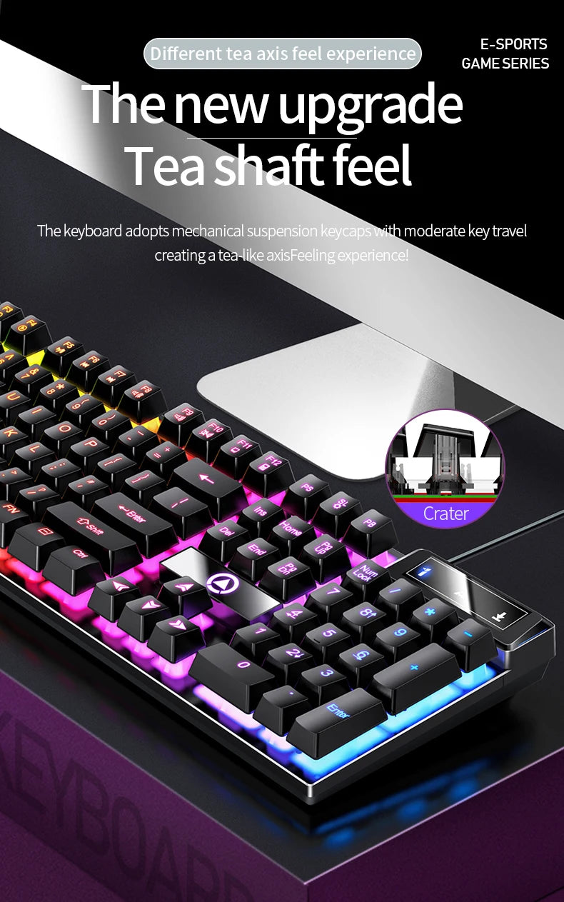Teclado YINDIAO para juegos con cable, portátil, de escritorio, PC, accesorios de oficina, teclados de perfil bajo para gamers con teclado numérico