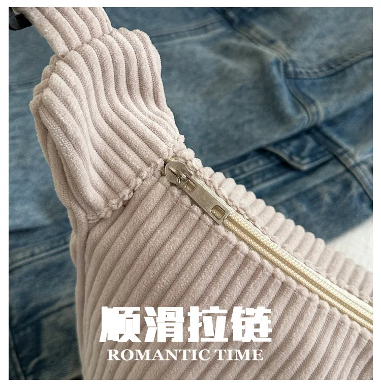 Bolsos de hombro informales de pana ligera para mujer, bolsos cruzados sencillos de color liso, bolsos de viaje a la moda para mujer