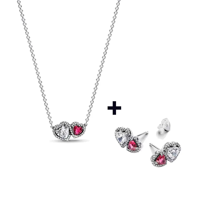 Pendientes de plata S925 con forma de corazón y nudo infinito, regalo de cumpleaños, pendientes de lazo rosa, joyería original para mujer.