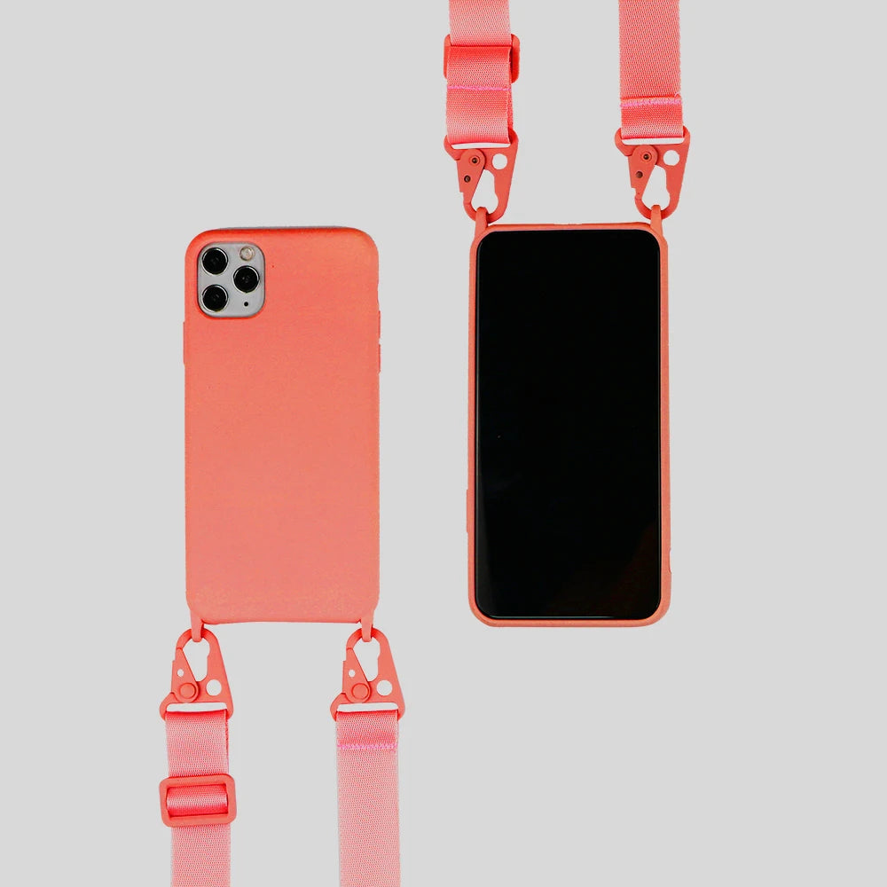 Funda de silicona con cordón para iPhone 12, 13, Mini, 14, 15, 16 Pro Max, X, XR, XS, con correa para el cuello y cordón para collar.