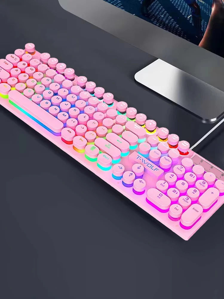 Teclado con sensación mecánica ,  computadora de escritorio, portátil, juego de deportes electrónicos, teclado con cable iluminado