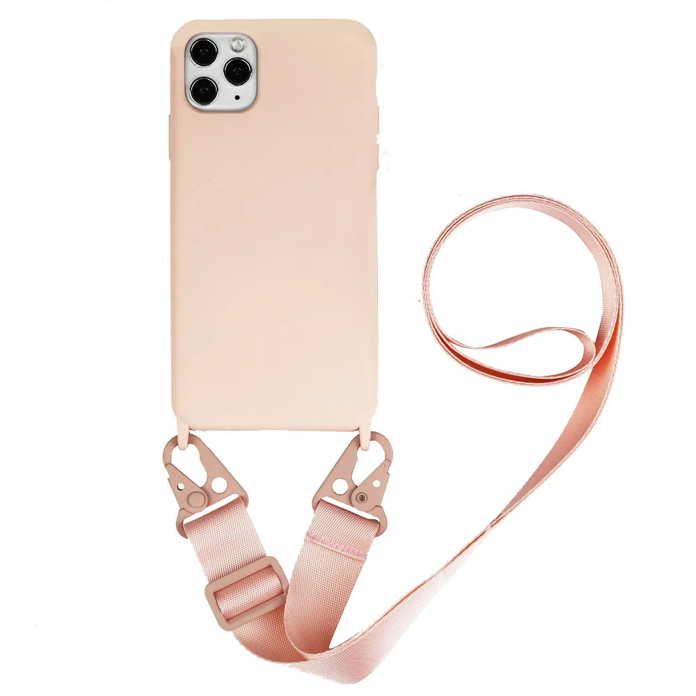 Funda de silicona con cordón para iPhone 12, 13, Mini, 14, 15, 16 Pro Max, X, XR, XS, con correa para el cuello y cordón para collar.