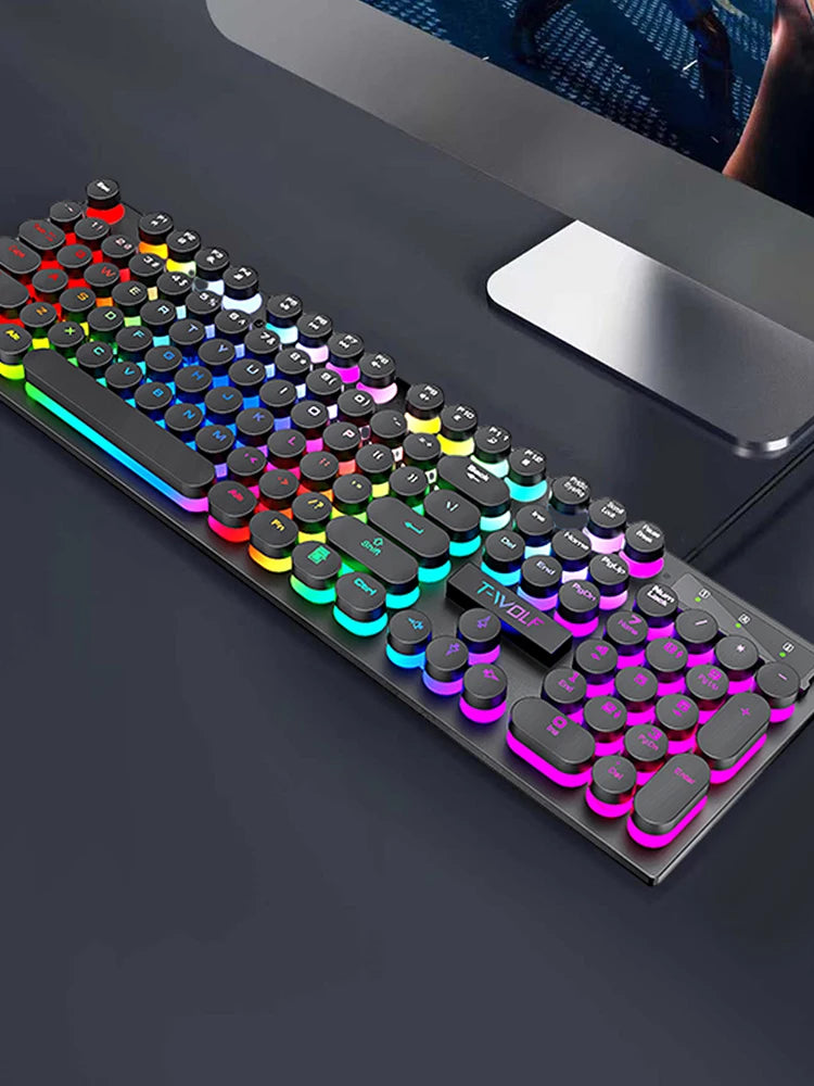Teclado con sensación mecánica ,  computadora de escritorio, portátil, juego de deportes electrónicos, teclado con cable iluminado