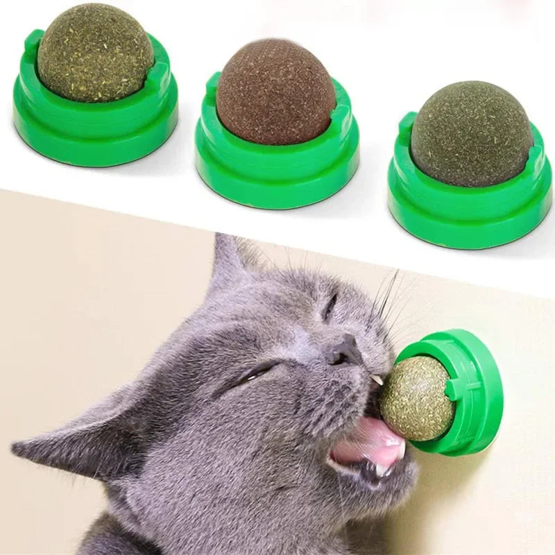 Juguete de pelota para pared con hierba gatera natural para gatos, rascador, golosinas, natural y saludable, para promover la digestión.