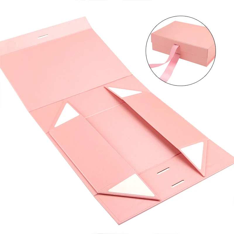 Magnetic Gift Box Kit with Lafite Grass and Greeting Cards Black / Pink Holiday Party Valentine's Day Gifts Folding Box TMZ