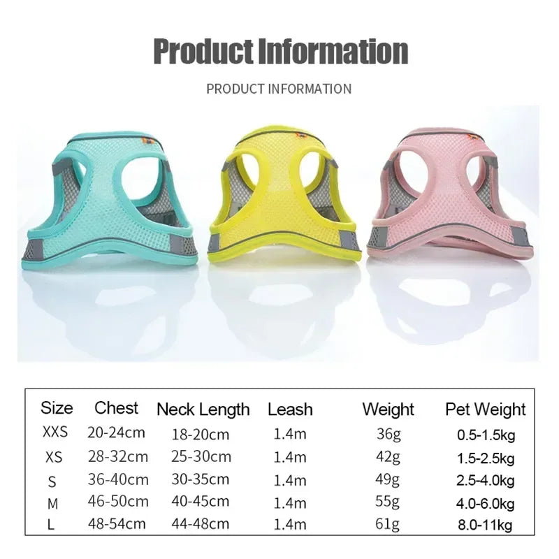 Accesorios para perros y gatos, collar para perros pequeños, chaleco de seguridad, cuerda para el pecho, funda para perros, arneses ajustables y transpirables, suministros, productos
