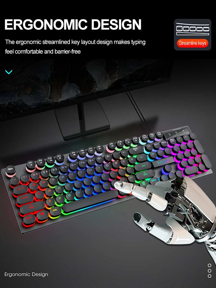 Teclado con sensación mecánica ,  computadora de escritorio, portátil, juego de deportes electrónicos, teclado con cable iluminado