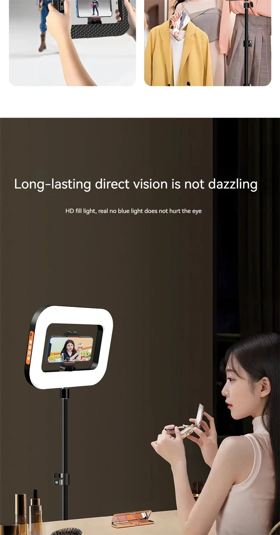 Aro de Luz LED Roreta recargable portátil para teléfono móvil, transmisión en vivo, fotografía, escritorio, luz de relleno para selfies.