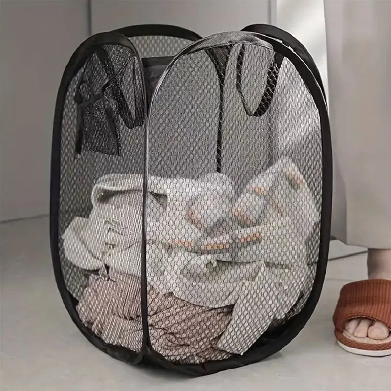 Cesta de lavandería plegable de malla, cesta de lavandería, cesta de almacenamiento de ropa sucia plegable, cesta de almacenamiento de gran capacidad.