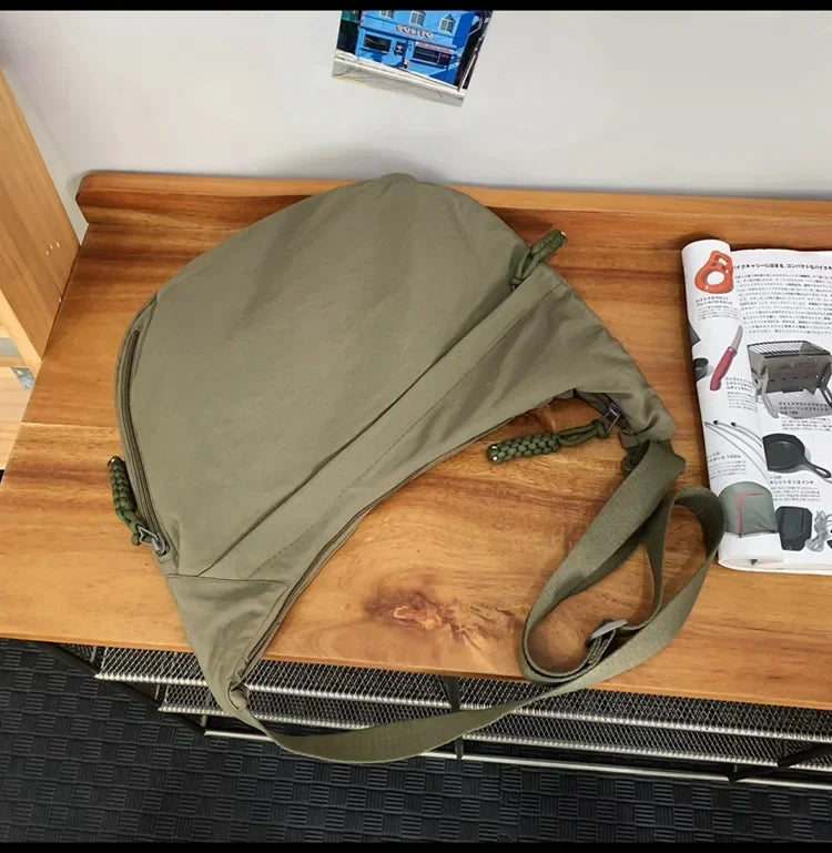 Bolso de hombro de tela suave para mujer, moderno, de color liso, estilo informal, para estudiantes, grande, tipo bandolera