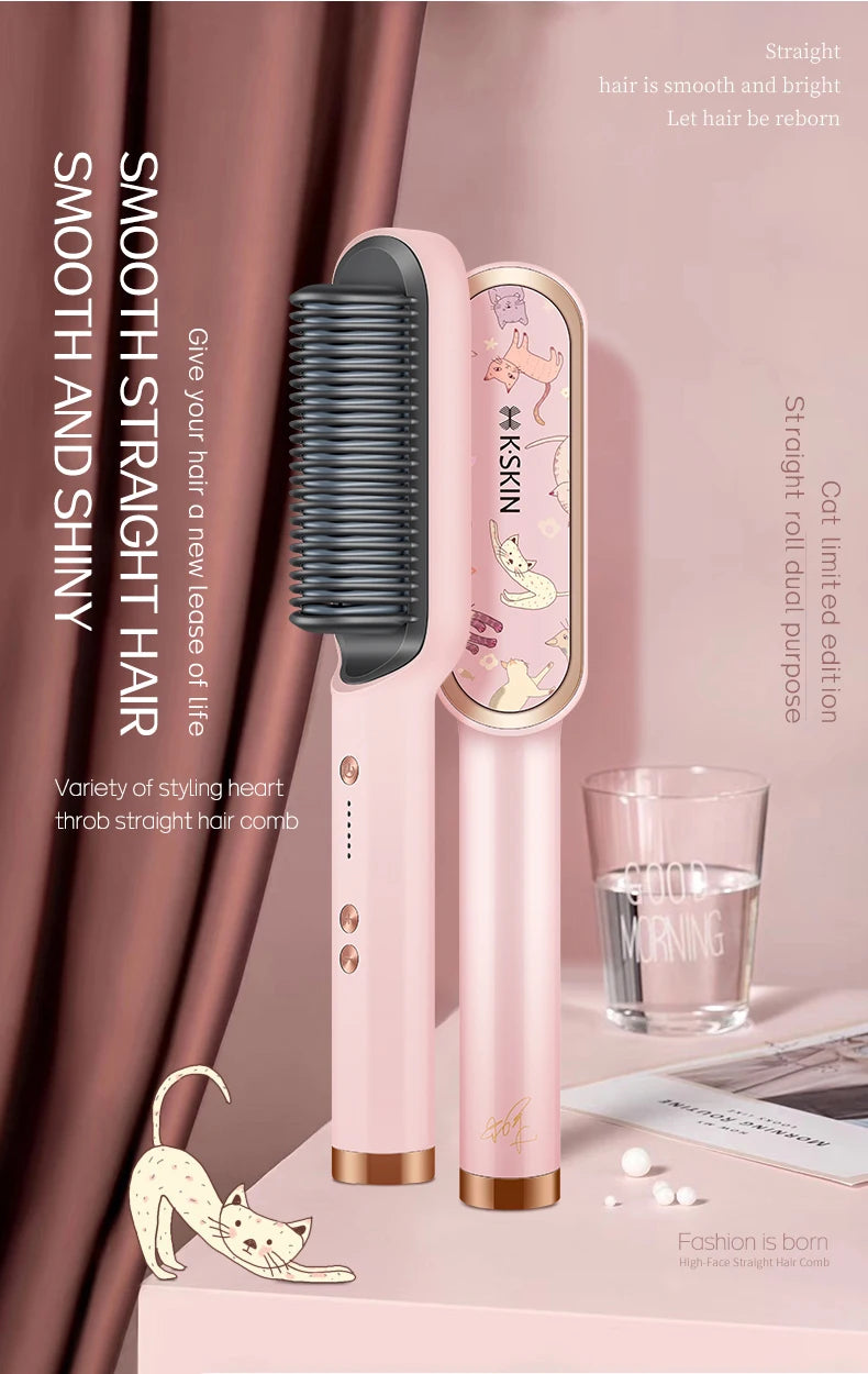 KSKIN Top Selling Hair Straightener 2 in 1 Brush Multifunctional Professional Hair Flat Iron Hair Comb