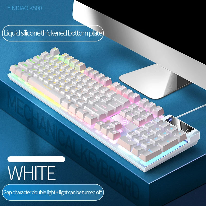 Teclado YINDIAO para juegos con cable, portátil, de escritorio, PC, accesorios de oficina, teclados de perfil bajo para gamers con teclado numérico