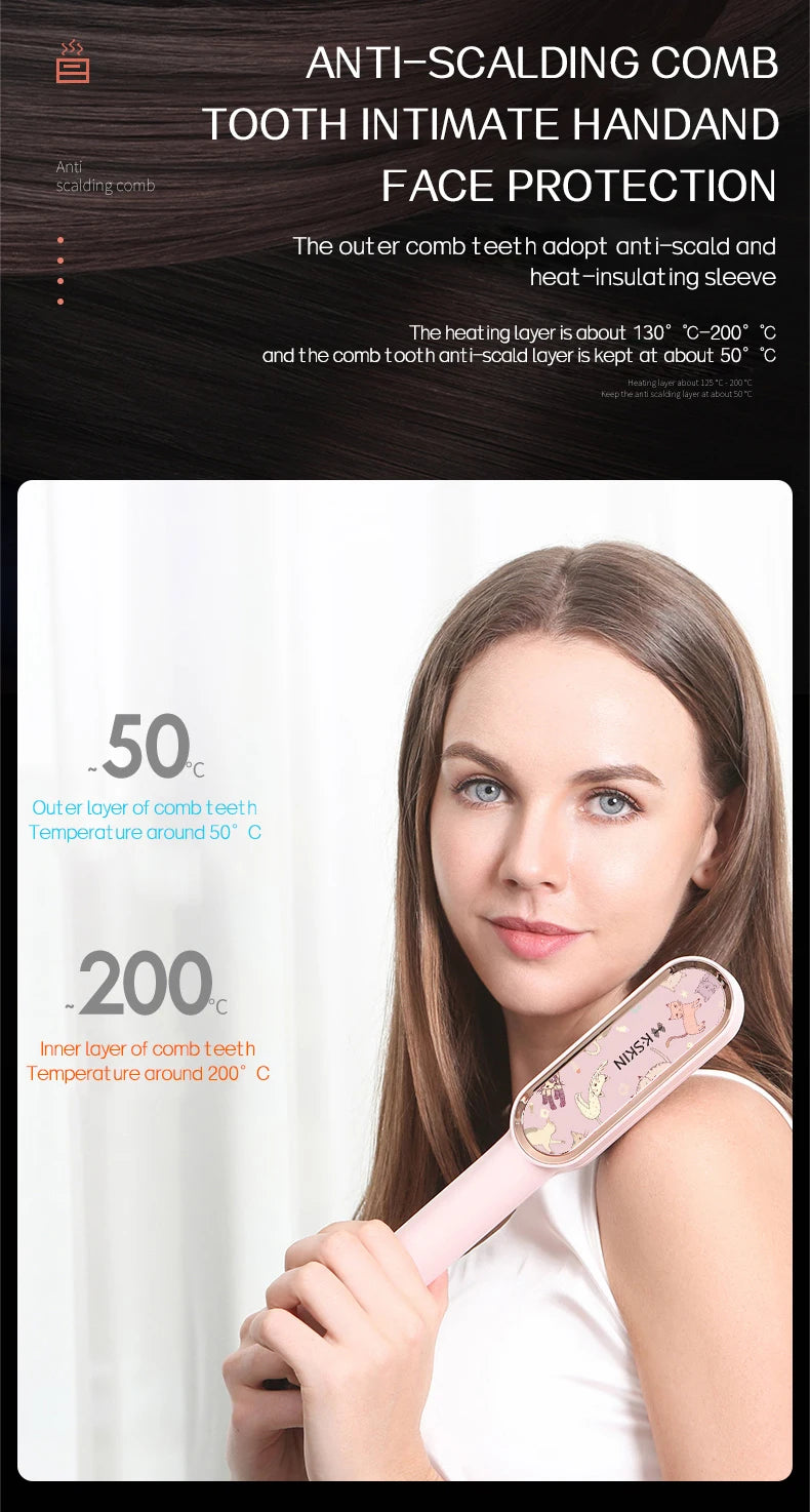 KSKIN Top Selling Hair Straightener 2 in 1 Brush Multifunctional Professional Hair Flat Iron Hair Comb