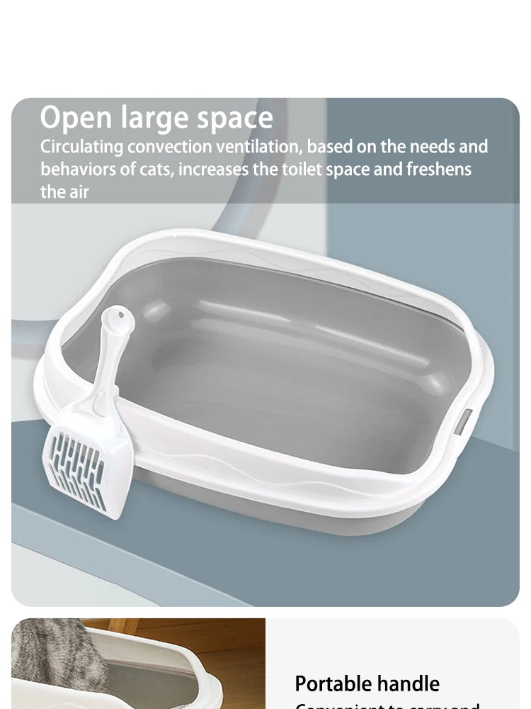 Caja de arena semicerrada Inodoro para gatos a prueba de salpicaduras Artículos de limpieza para gatitos grandes Caja de Arena grande para excrementos de gato