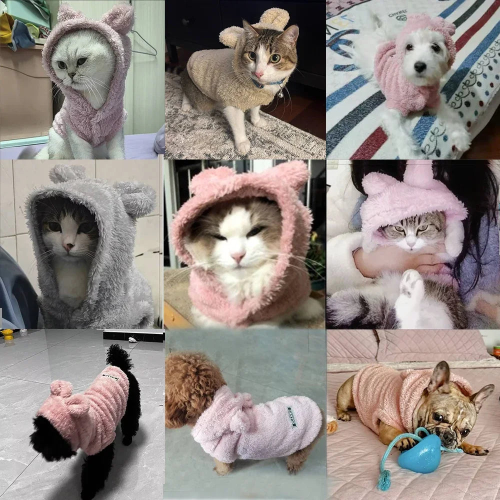 Abrigo con capucha para gatos pequeños y medianos, ropa cálida de forro polar para cachorros y gatitos, chaqueta acogedora y bonita, suéter para gato.