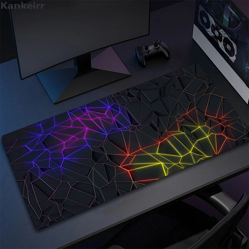 Alfombrilla de ratón con diseño geométrico para gamers, teclado para portátil, XXL, grande, de goma, antideslizante, para escritorio de oficina