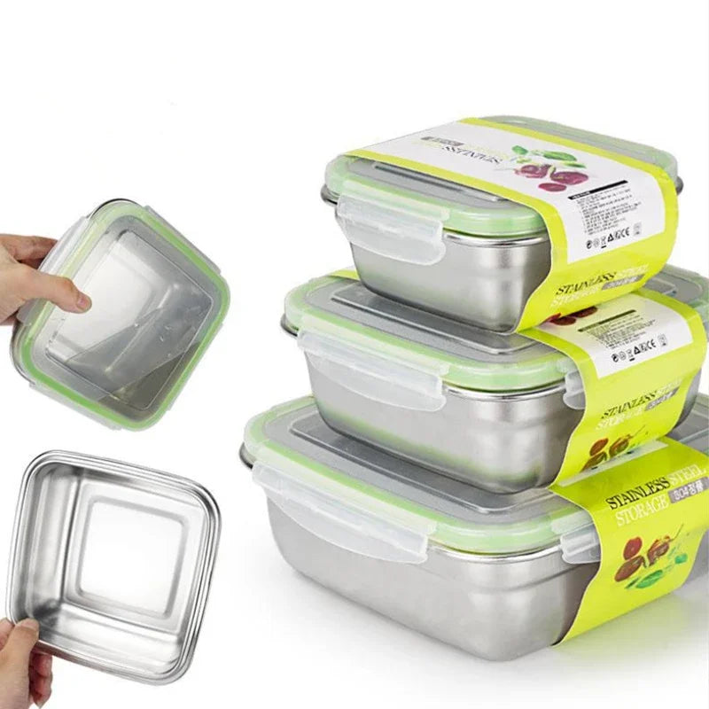 Topper de acero inoxidable 304 con tapa, contenedor hermético para conservar la frescura de la fruta, contenedor refrigerado para bento, utensilios de cocina.