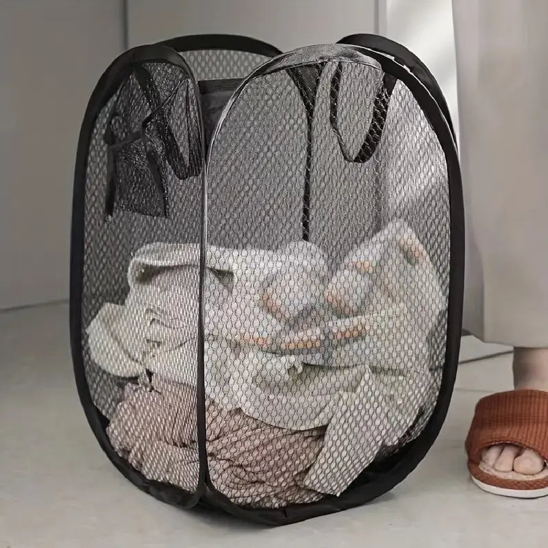Cesta de lavandería plegable de malla, cesta de lavandería, cesta de almacenamiento de ropa sucia plegable, cesta de almacenamiento de gran capacidad.