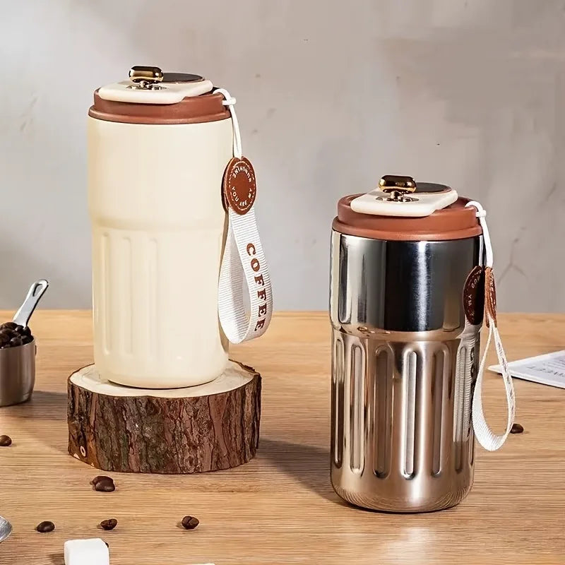 Taza térmica con pantalla de temperatura, termo inteligente para café con tapa abatible a prueba de fugas, cuerpo de acero inoxidable, taza de café aislada