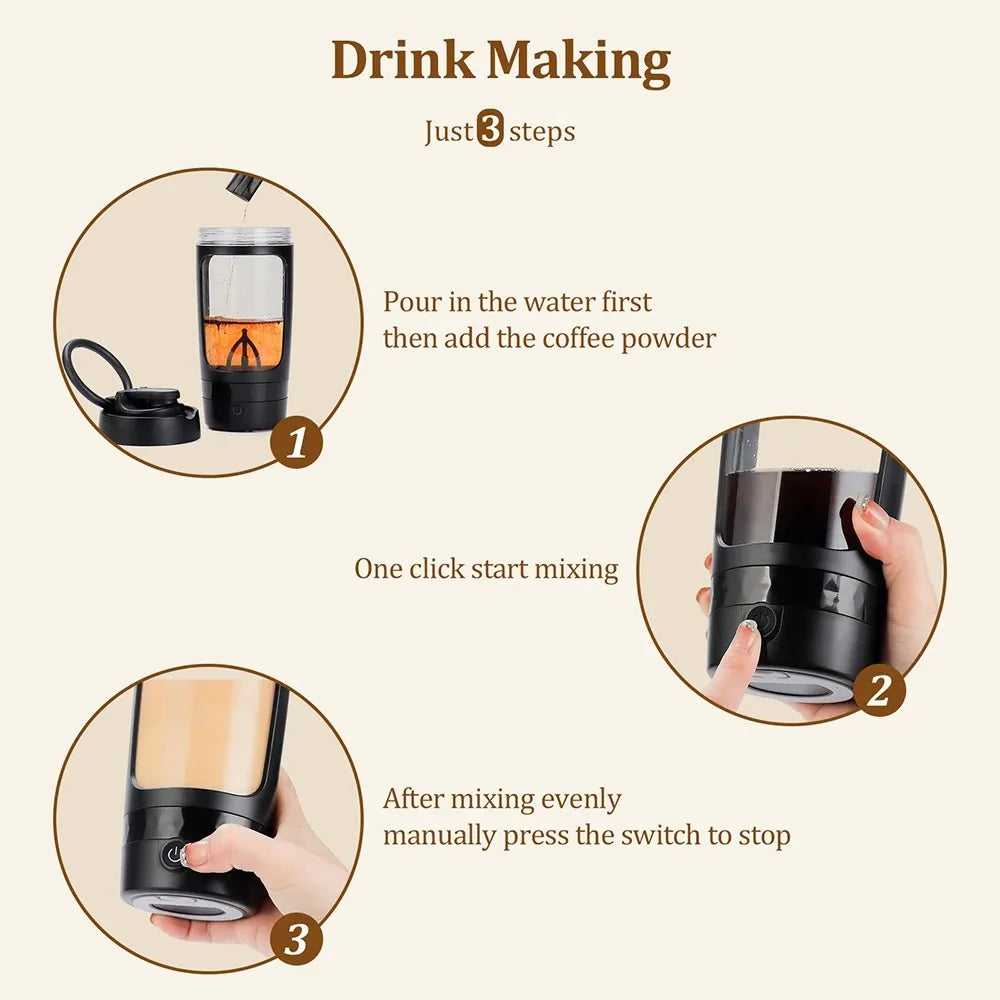 Botella mezcladora eléctrica de 650 ml, batidora portátil de proteína, batidora automática, mezcladora de jugos multiusos, tazas para fitness y trabajo.