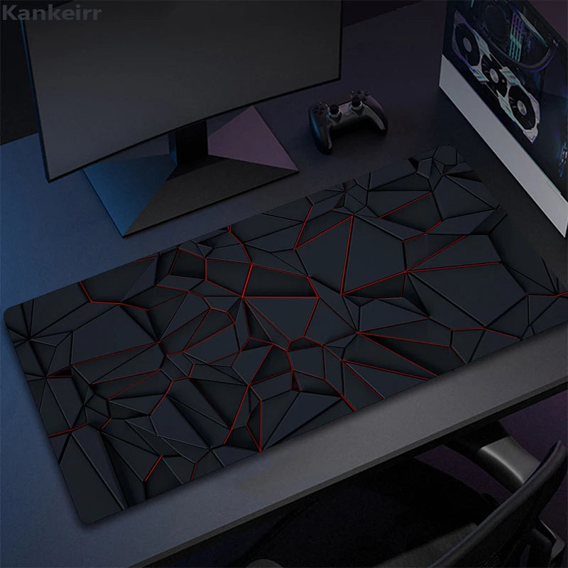 Alfombrilla de ratón con diseño geométrico para gamers, teclado para portátil, XXL, grande, de goma, antideslizante, para escritorio de oficina