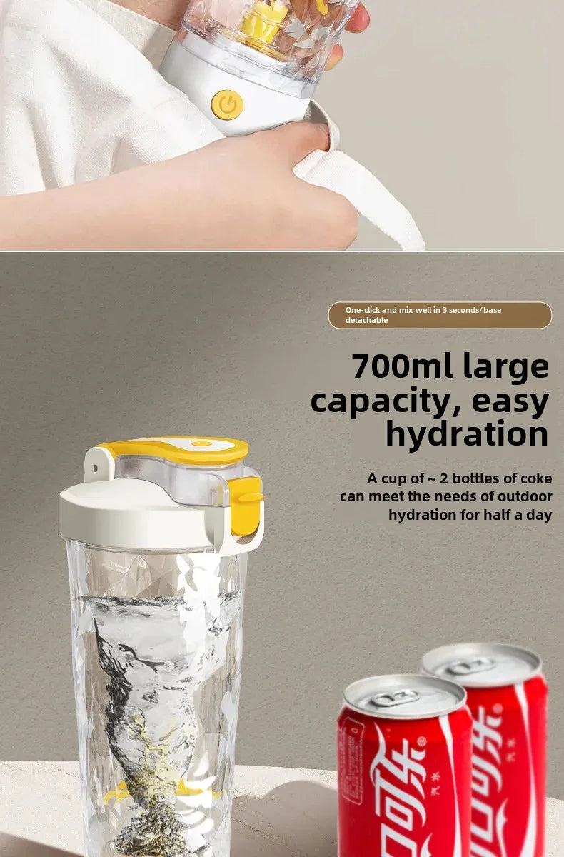 Botella mezcladora eléctrica de 650 ml, batidora portátil de proteína, batidora automática, mezcladora de jugos multiusos, tazas para fitness y trabajo.