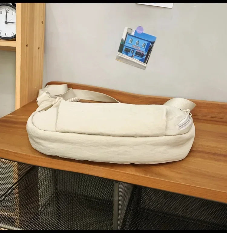 Bolso de hombro de tela suave para mujer, moderno, de color liso, estilo informal, para estudiantes, grande, tipo bandolera