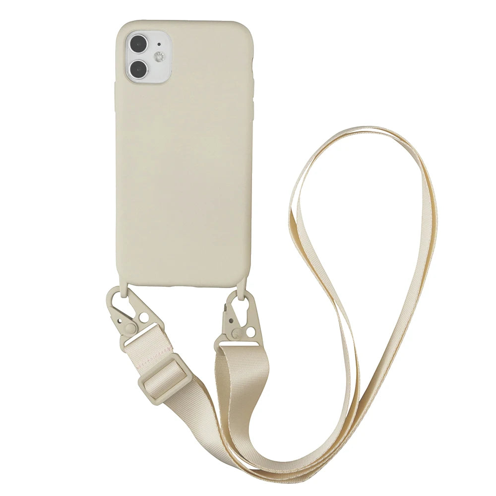 Funda de silicona con cordón para iPhone 12, 13, Mini, 14, 15, 16 Pro Max, X, XR, XS, con correa para el cuello y cordón para collar.