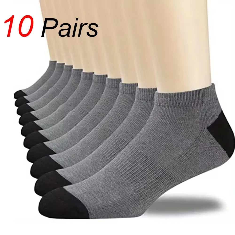 10 pares de calcetines tobilleros para mujer, clásicos, modernos, en colores negro, blanco y gris, cómodos, transpirables y absorbentes del sudor.