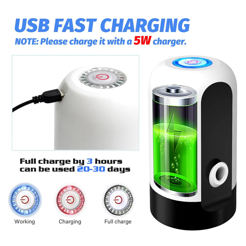 Dispensador de agua eléctrico universal para botella de 5 galones, bomba portátil para camping, cocina, taller y garaje.