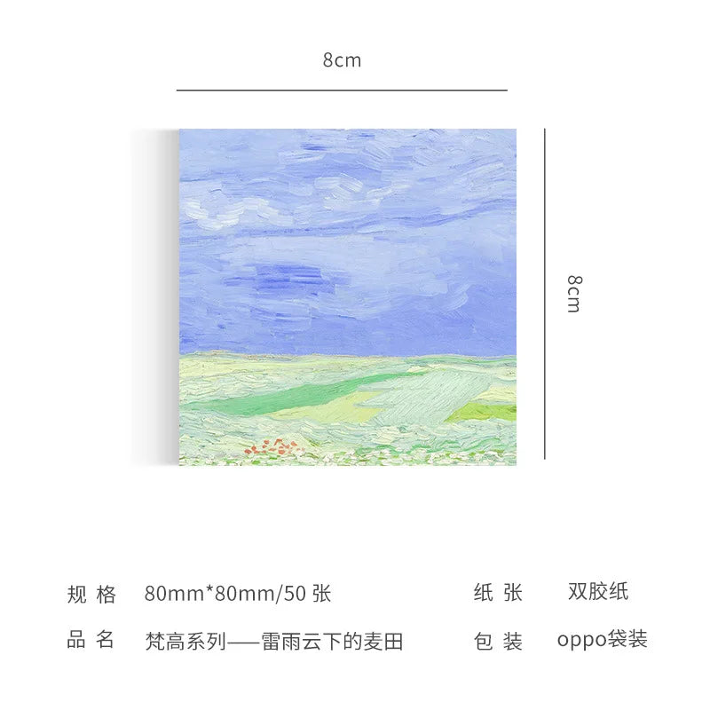 Bloc de notas para pintar Monet Van Gogh, notas adhesivas, calcomanías para álbumes de recortes, bricolaje, bloc de notas, diario, papelería, útiles escolares