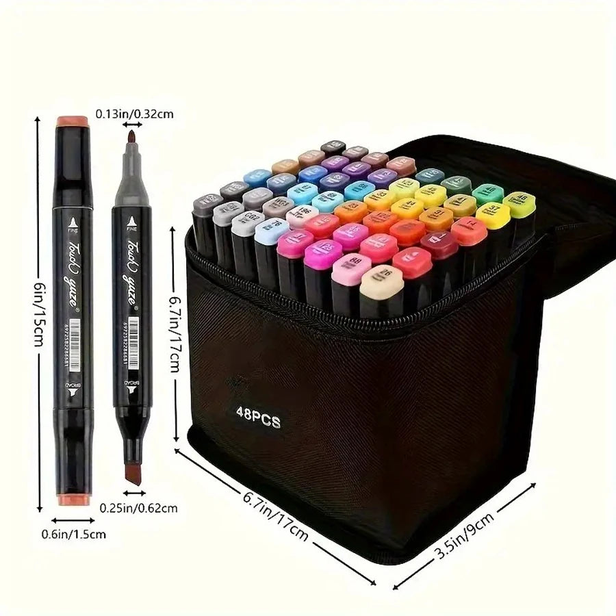 48 marcadores de doble punta, disponibles en una variedad de colores, marcadores de acuarela de doble punta, ideales para dibujar, colorear, acuarela, caligrafía cómica, juego de arte de alta calidad, marcadores de acuarela