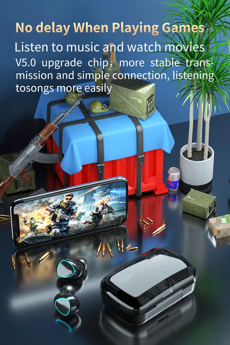 Auriculares inalámbricos M10 de alta calidad con sonido perfecto, para deportes, juegos, música, Bluetooth, con batería externa.