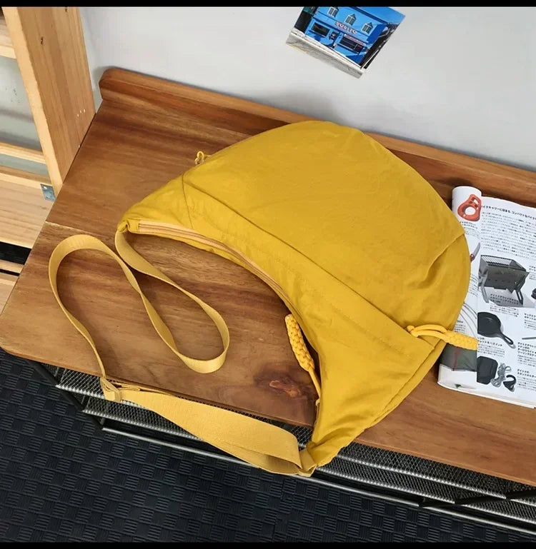 Bolso de hombro de tela suave para mujer, moderno, de color liso, estilo informal, para estudiantes, grande, tipo bandolera