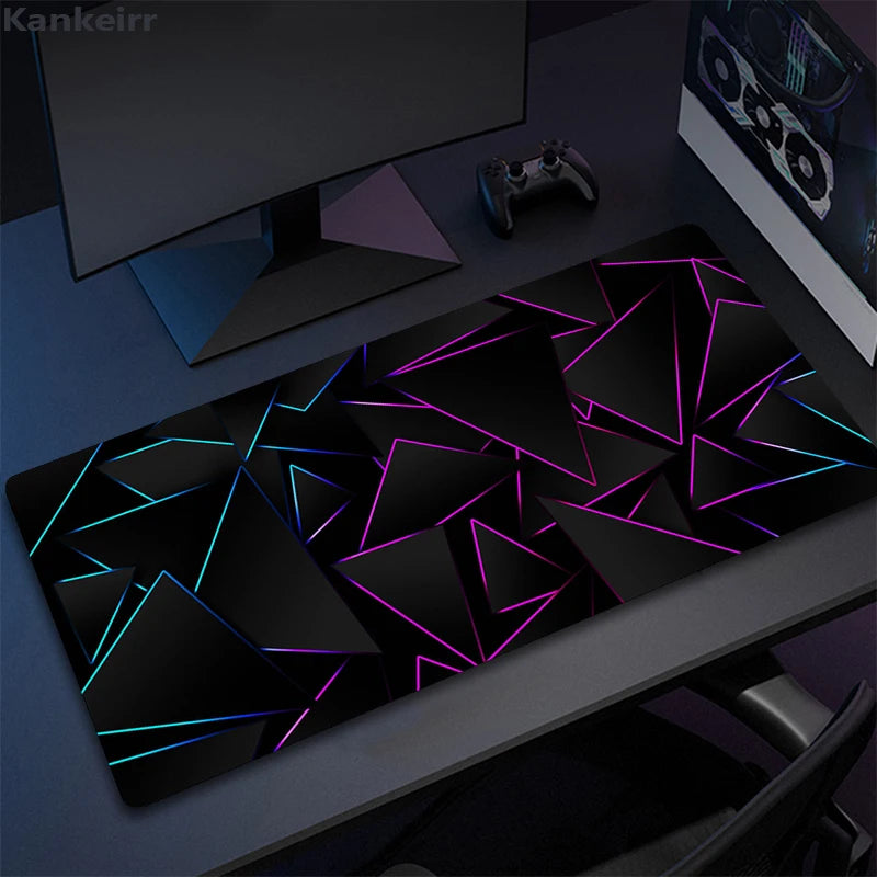 Alfombrilla de ratón con diseño geométrico para gamers, teclado para portátil, XXL, grande, de goma, antideslizante, para escritorio de oficina