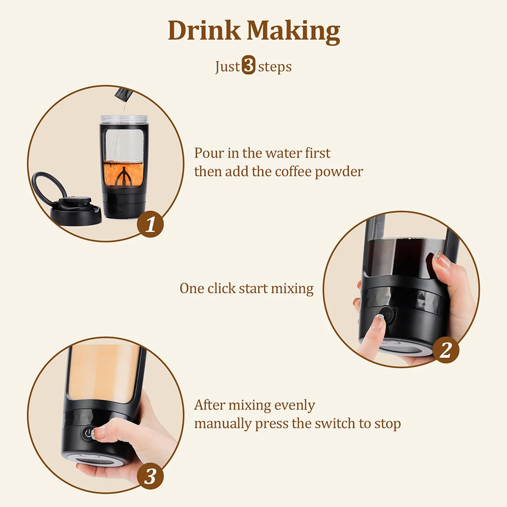 Botella mezcladora eléctrica de 650 ml, batidora portátil de proteína, batidora automática, mezcladora de jugos multiusos, tazas para fitness y trabajo.