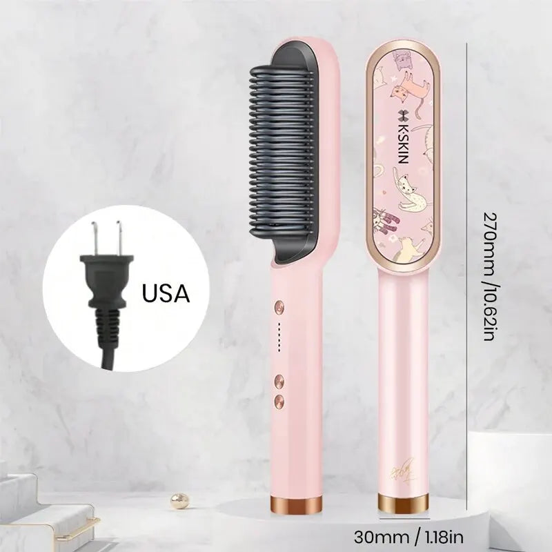 KSKIN Top Selling Hair Straightener 2 in 1 Brush Multifunctional Professional Hair Flat Iron Hair Comb