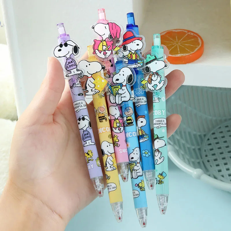 48 bolígrafos de gel Kawaii Snoopy Paster de 0,5 cm, color negro, para firmas de estudiantes, papelería, venta al por mayor