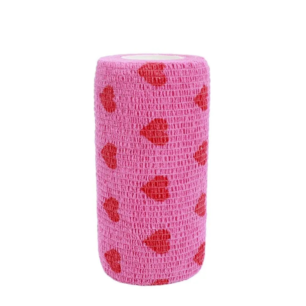 Vendaje elástico transpirable de 4,5 m con estampado de corazón, color rosa, ideal para rodillas y ropa deportiva.