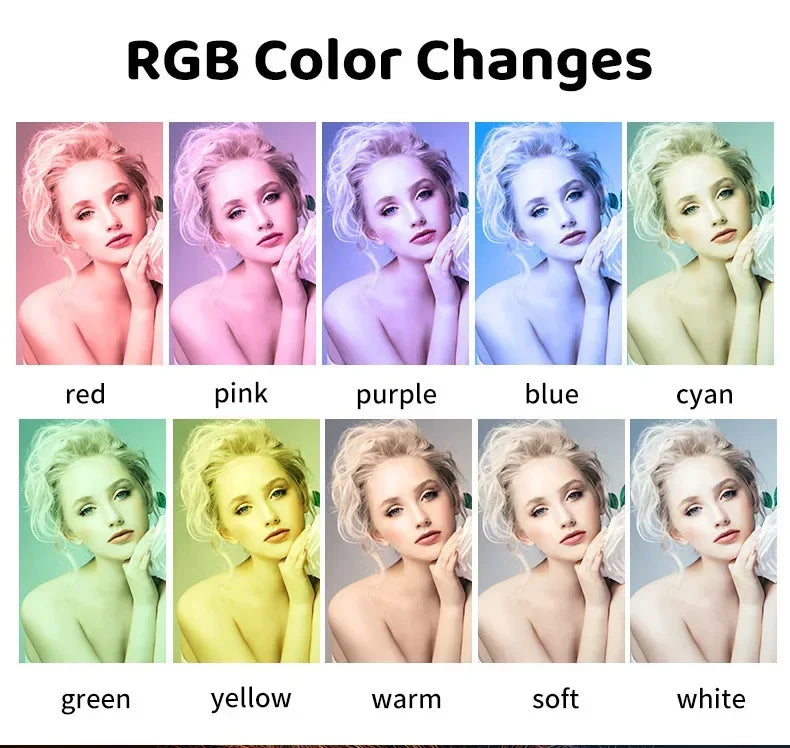 Aro de luz RGB redonda con control remoto para teléfono inteligente, anillo de luz LED para video móvil para maquillaje, YouTube, iluminación fotográfica.